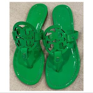 Tory Burch Miller Sandal Patent Leather Bright Green Size 7